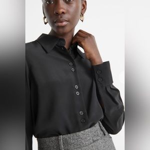 (NWOT) & Other Stories Black Silk Shell Button Shirt